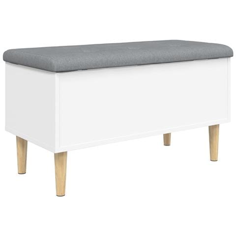 Panca Portaoggetti Bianca 82x42x46 Cm In Legno Multistrato - Foto 2