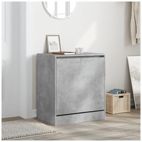 Scarpiera Grigio Cemento 60x42x69 Cm In Legno Multistrato - Foto 3