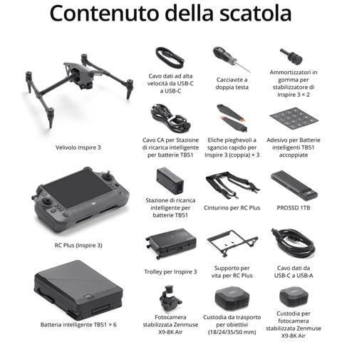 Inspire 3 Combo Standard, Full-frame In Prores Raw /cdng 8k, 1/1.8 Pollici, Fotocamera Fpv Ultra-grandangolare Per La Visione Notturna, Configurazioni A Doppio Telaio, Trasmissione Video O3 Pro - Foto 2