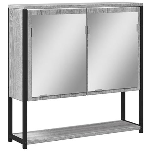 Mobile Specchio Da Bagno Grigio Sonoma 60x16x60 Cm Multistrato - Foto 2