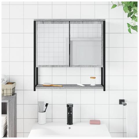 Mobile Specchio Da Bagno Grigio Sonoma 60x16x60 Cm Multistrato - Foto 3