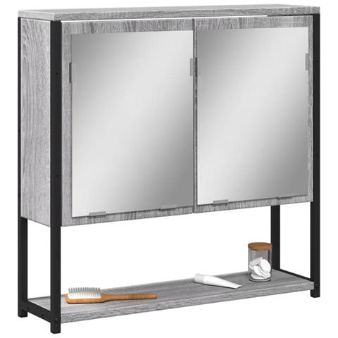 Mobile Specchio Da Bagno Grigio Sonoma 60x16x60 Cm Multistrato - Foto 1