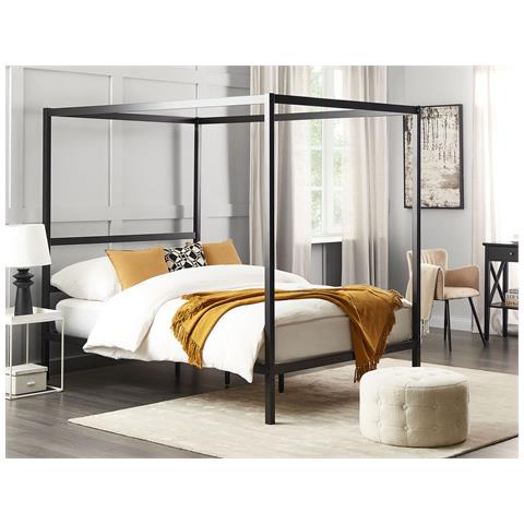 Letto A Baldacchino Metallo Lestards 140 X 200 Cm Nero - Foto 1