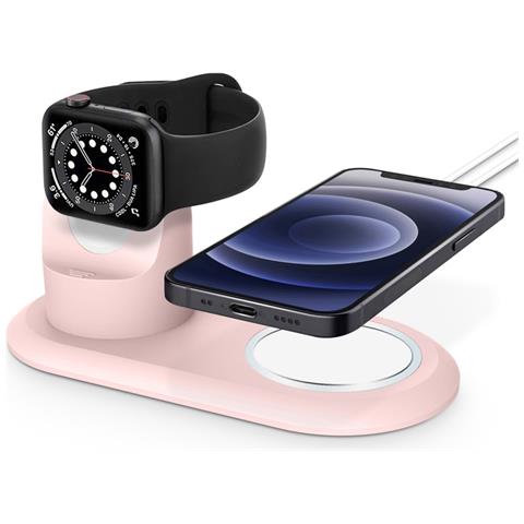 Base Di Ricarica Per Apple Watch E Iphone 2 In 1 Magsafe In Tpu, Rosa - Foto 1
