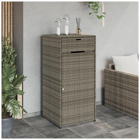 Armadietto Portaoggetti Giardino Grigio 55x55x111cm Polyrattan - Foto 2