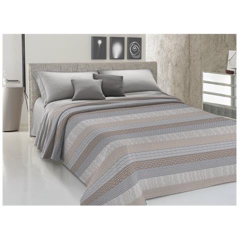 Copriletto Piquet Primavera Estate 100% Cotone Disegno Azteco Matrimoniale Beige - Foto 1