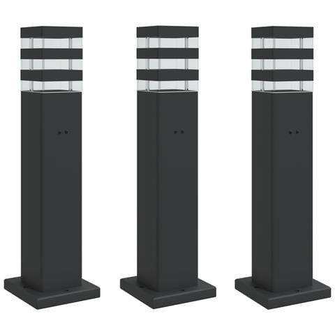 Lampade Da Terra Per Esterni Con Presa 3pz Nere 50 Cm Alluminio - Foto 2