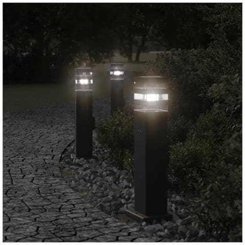 Lampade Da Terra Per Esterni Con Presa 3pz Nere 50 Cm Alluminio - Foto 1