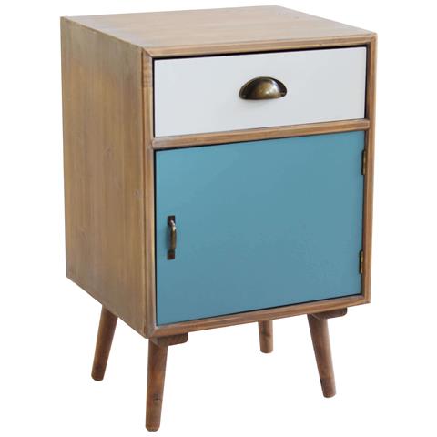 Mobiletto Comodino In Legno Multicolor Con 1 Cassetto E 1 Anta Creek - Foto 1