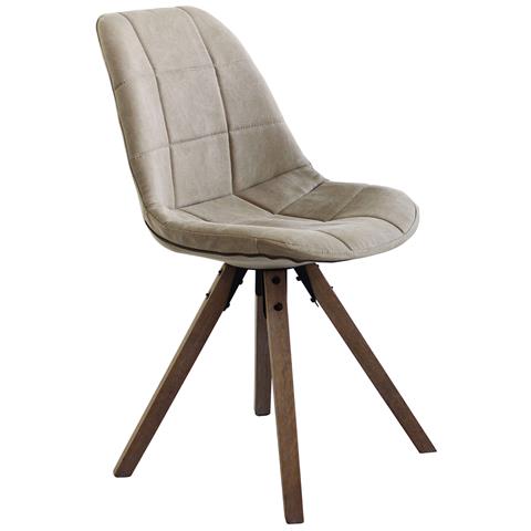 Sedia Da Interno Saloto Sala Da Pranzo Con Struttura In Legno Di Quercia E Seduta In Pvc Color Nocciola Peanut - Foto 2