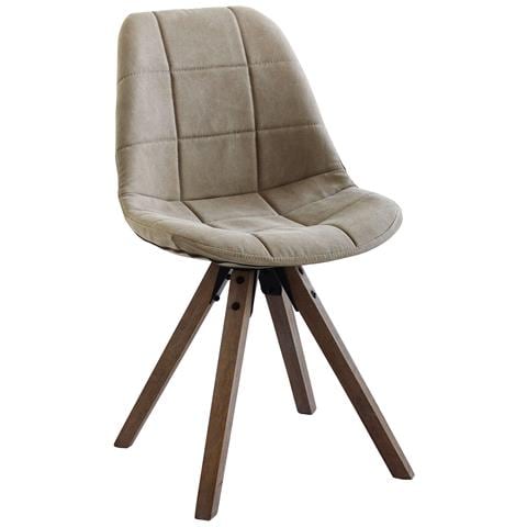 Sedia Da Interno Saloto Sala Da Pranzo Con Struttura In Legno Di Quercia E Seduta In Pvc Color Nocciola Peanut - Foto 1