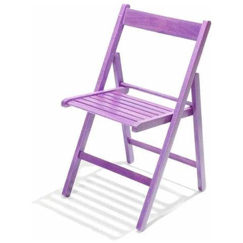 Sedia Richiudibile Salvaspazio In Legno Di Faggio Color Viola - Foto 2