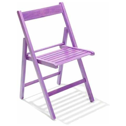 Sedia Richiudibile Salvaspazio In Legno Di Faggio Color Viola - Foto 1