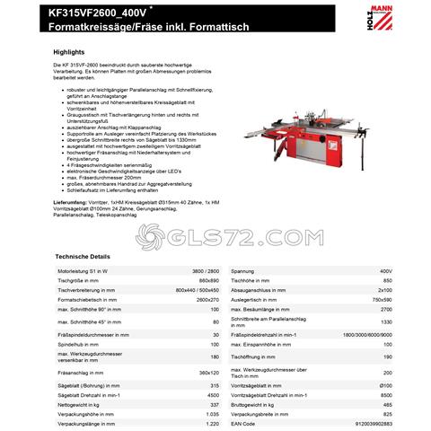 Squadratrice Fresatrice Sega Circolare Holzmann Kf315vf2600 400v - Foto 6