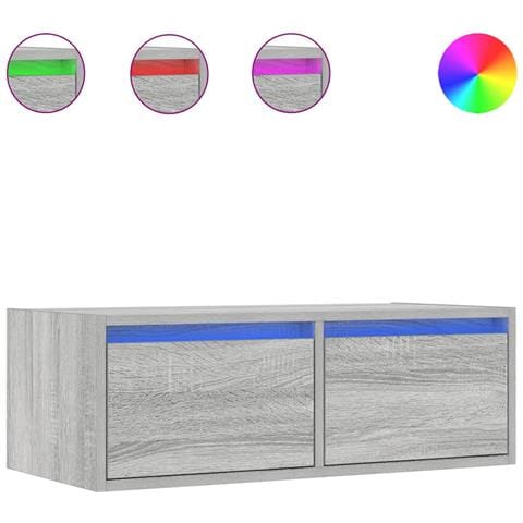 Mobile Porta TV con Luci LED Grigio Sonoma 75x35,5x25 cm - Foto 1