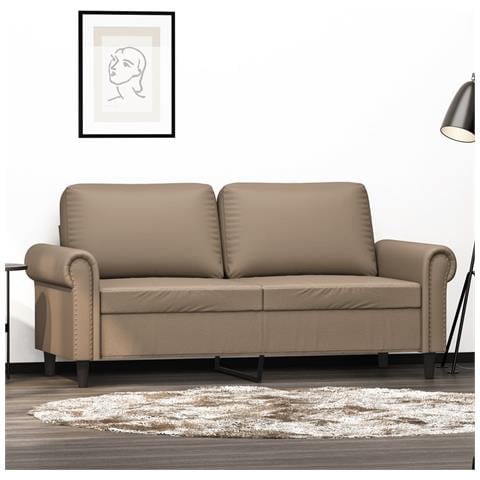 Divano A 2 Posti Cappuccino 140 Cm In Similpelle - Foto 1