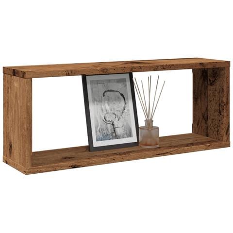 Mensole A Cubo Muro 4 Pz Legno Antico 60x15x23 Cm In Truciolato - Foto 1