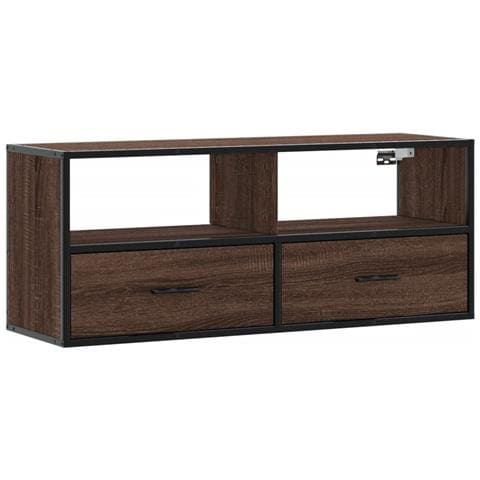 Mobile Tv Rovere Marrone 100x31x39,5 Cm In Truciolato E Metallo - Foto 2