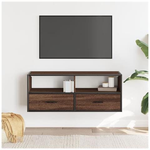 Mobile Tv Rovere Marrone 100x31x39,5 Cm In Truciolato E Metallo - Foto 3