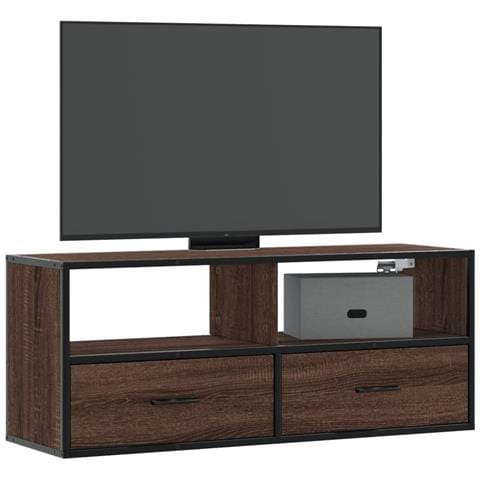 Mobile Tv Rovere Marrone 100x31x39,5 Cm In Truciolato E Metallo - Foto 1