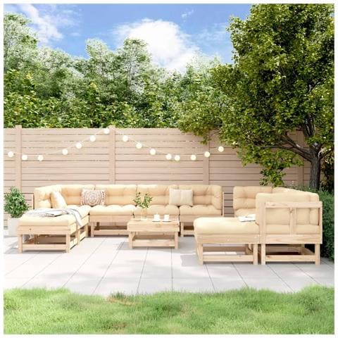 Set Salotto Da Giardino 11 Pz In Legno Massello Di Pino - Foto 1