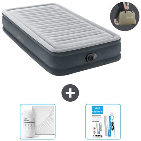 Set Materassino Gonfiabile - 191x99x33 Cm - Lichtgrijs - Include Accessori Coordinati Cb16 - Foto 1