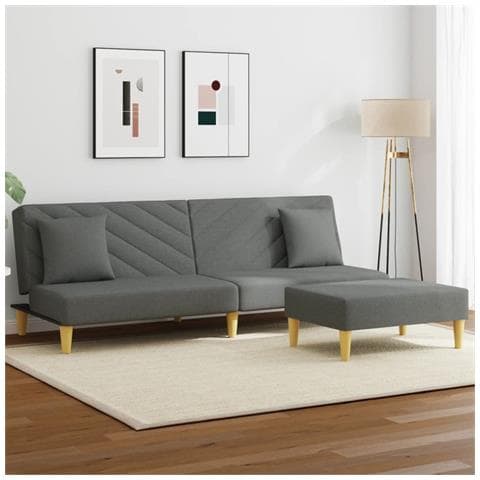 Lusso Casadino - Divano Letto 2posti Cuscini E Poggiapiedi Grigio Scuro Tessuto - Foto 8