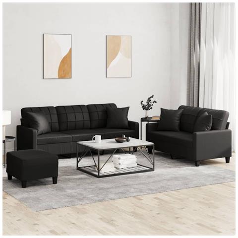 Set di Divani 3 pz con Cuscini Nero in Similpelle - Foto 2