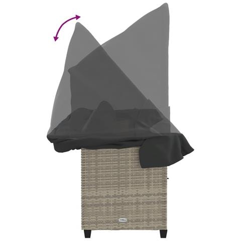 Lettino con Baldacchino e Cuscini Grigio Chiaro in Polyrattan - Foto 9