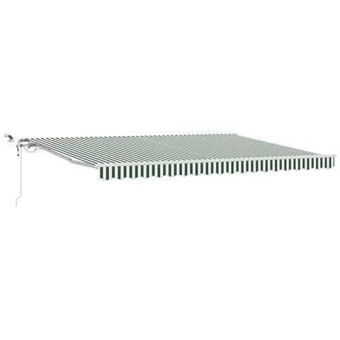 Tenda Retrattile Automatica con LED Verde e Bianca 450x300 cm, Tessuto di ricambio per tenda  per telaio 4,5x3 m Verde e Bianco - Foto 1