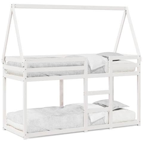 Letto a Castello con Tetto Bianco 80x200 cm Legno Massello Pino - Foto 1