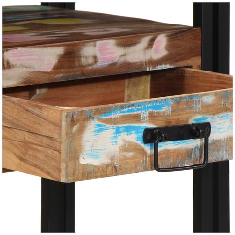 Tavolini  Multicolore 90x33x75 cm in Legno Massello Recuperato e Metallo - Foto 9