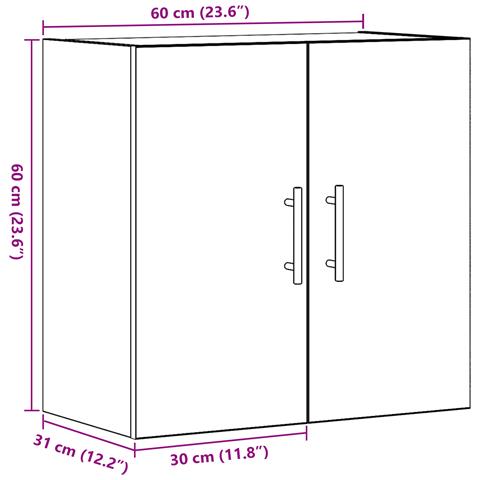 Armadio a muro Nero Rovere 60x31x70 cm Legno ingegnerizzato - Foto 8