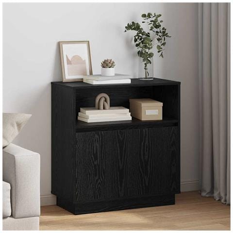 Credenza con LED Rovere nero 71 x 34.5 x 75 cm - Foto 2