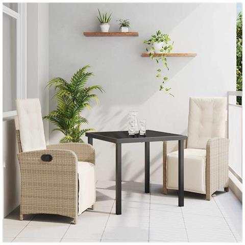 Set da Pranzo per Giardino 3 pcs Beige polyrattan - Foto 2