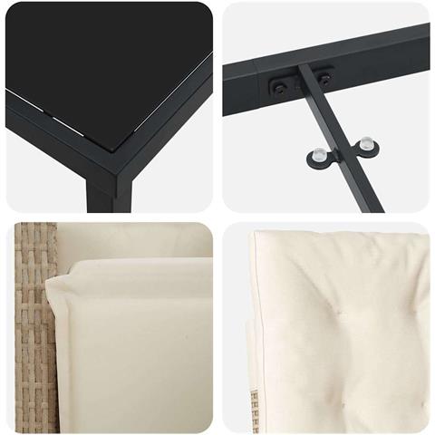 Set da Pranzo per Giardino 3 pcs Beige polyrattan - Foto 9