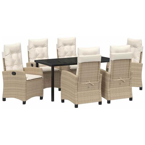Set da Pranzo per Giardino 7 pcs Beige polyrattan - Foto 1