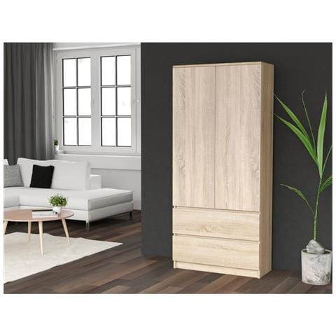 SZAFA MALWA SON armadio /guardaroba per camera da letto 5 ripiani 2 porta /porte Quercia - Foto 2