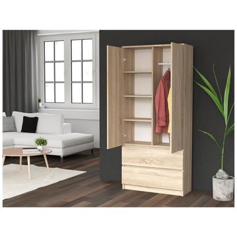 SZAFA MALWA SON armadio /guardaroba per camera da letto 5 ripiani 2 porta /porte Quercia - Foto 4