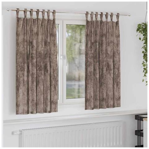 Tenda con tende 2 pcs Cappuccino 175 x 140 cm Velluto - Foto 2