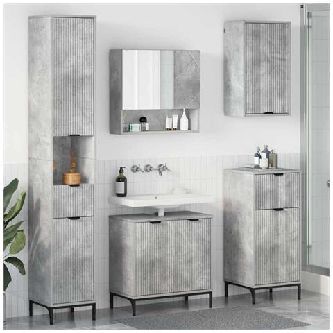 Set di mobili per il bagno con cassetto Grigio cemento - Foto 2