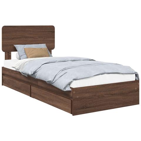 Letto con Contenitore con testiera Rovere Marrone 90 x 190 cm - Foto 1