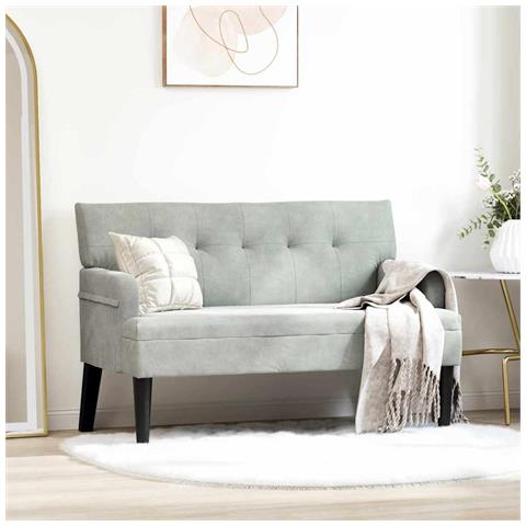 Panca Chesterfield Grigio chiaro 112 x 65.5 x 75 cm Velluto - Foto 2