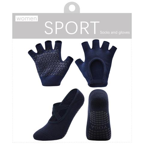 Set Guanti E Calzini Yoga Antiscivolo - Ideale Per Pilates, Danza E Fitness Navyblue - Foto 1