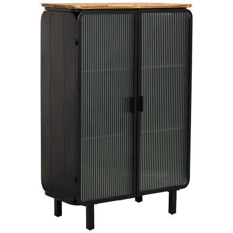 Vetrina In Metallo, Legno E Vetro, 2 Ante, Nero, 72x36x113h Cm - Foto 1