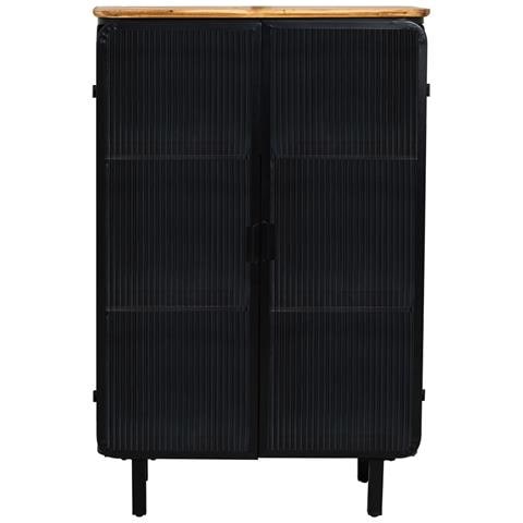 Vetrina In Metallo, Legno E Vetro, 2 Ante, Nero, 72x36x113h Cm - Foto 2