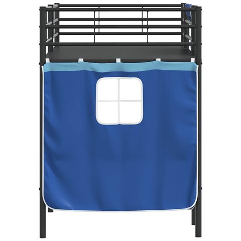 Struttura del Letto Loft per Bambini con Tendine Nero e Blu - Foto 9