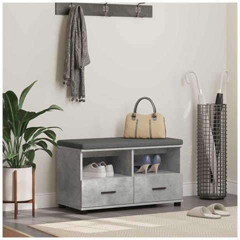 Panca per ingresso con cuscino Grigio Cemento 80 x 38 x 46 cm - Foto 2