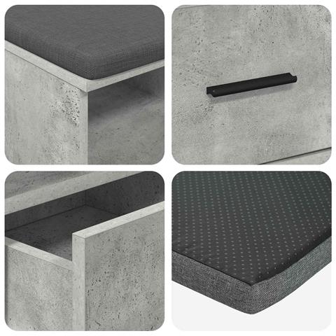Panca per ingresso con cuscino Grigio Cemento 80 x 38 x 46 cm - Foto 9