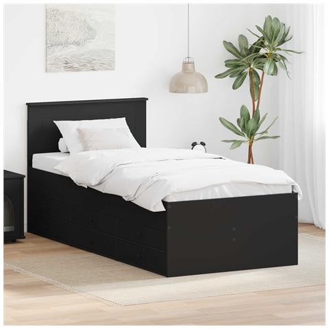 Daybed con cassetto Nero 75 x 190 cm Legno multistrato - Foto 2